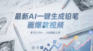 最新AI一键生成铅笔画爆款视频，多平台分发，日 入1k+，小白轻松上手【揭秘】-副业资源站