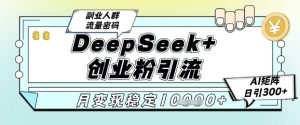 DeepSeek+创业粉精准引流，全新分享课4.0玩法，AI矩阵日引300+，多种变现方式，稳定月入1W-副业资源站