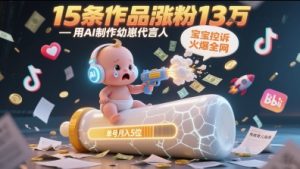 用AI制作幼崽代言人，宝宝的控诉火爆全网，15条作品涨粉13W，单号月入5位数实操教程-副业资源站