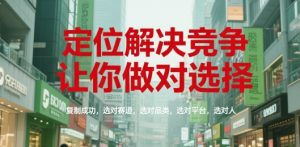 定位解决竞争,让你做对选择,复制成功,选对赛道,选对品类,选对平台,选对人-副业资源站