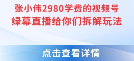 张小伟2980付费额视频号绿幕直播给你们拆解玩法-副业资源站