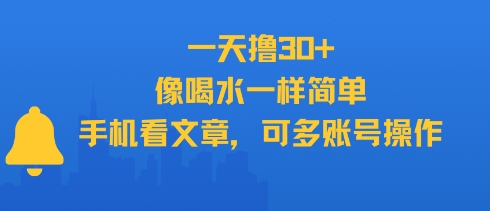 一天撸30+，像喝水一样简单，手机看文章，可多账号操作-副业资源站