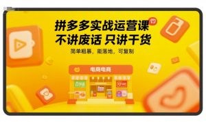 拼多多实战运营课,不讲废话只讲干货,简单粗暴,能落地,可复制-副业资源站
