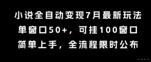 小说全自动变现7月玩法，单窗口50+，可挂100窗口，简单上手，全流程限时公布【揭秘】-副业资源站