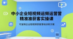 中小企业短视频运营精准获客实操课，可复制企业短视频获客落地训练方案-副业资源站