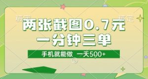 两张截图0.7元,一分钟三单,接单无上限,一部手机就能做,一天5张【揭秘】-副业资源站