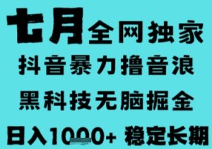 7月最新风口抖音无人直播撸音浪,长期稳定,非短期,全自动运行,低门槛无脑,日入1k+【揭秘】-副业资源站