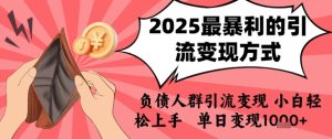 2025年最暴利的引流变现方式，负债人群引流变现，小白轻松上手，日入1k-副业资源站