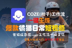 COZE(扣子)工作流一键生成爆款橘猫日常短视频，保姆级教程，零基础快速入门-副业资源站