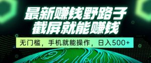 最新野路子截屏就能挣钱，无门槛，手机就能操作，日入5张【揭秘】-副业资源站