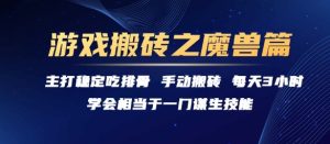 游戏搬砖之魔兽篇，稳定吃排骨每天3小时【揭秘】-副业资源站