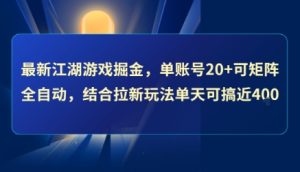 最新江湖游戏掘金,单账号20+可矩阵全自动 ,结合拉新玩法单天可搞4张+【揭秘】-副业资源站