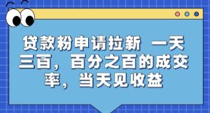 贷款粉申请拉新,一天三张,百分之百的成交率,当天见收益【揭秘】-副业资源站