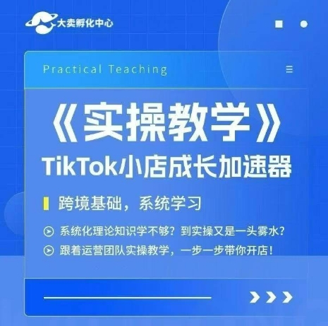 大卖家孵化中心TikTok实操课，TikTok小店成长加速器，跨境基础系统学习，一步一步带你开店-副业资源站