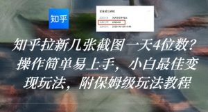 知乎拉新几张截图一天4位数？操作简单易上手，小白最佳变现玩法，附保姆级玩法教程-副业资源站