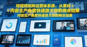 短视频矩阵运营体系课,从素材+内容生产角度快速放大你的商业结果-副业资源站