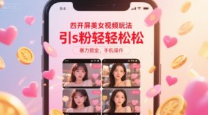 四开屏美女视频玩法，引s粉轻轻松松，暴力掘金，手机操作【揭秘】-副业资源站