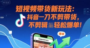 短视频带货新玩法:抖音一刀不剪带货,不剪辑,纯搬运,新手也能轻松爆单!-副业资源站