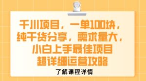 千川项目，一单1张，纯干货分享，需求量大，小白上手最佳项目，超详细运营攻略-副业资源站
