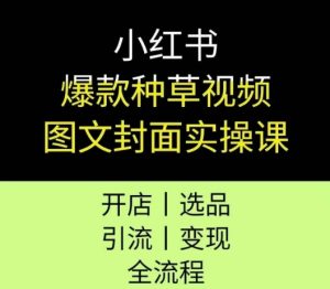 小红书爆款种草视频图文封面实操课，开店、选品、引流、变现全流程-副业资源站