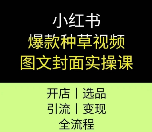 小红书爆款种草视频图文封面实操课，开店、选品、引流、变现全流程-副业资源站
