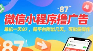 微信小程序看广告，单机一天87，新平台刚出几天，可批量操作，日入5张-副业资源站