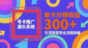 号卡推广源头系统，单卡分销收益3张+，引流到变现全流程拆解【揭秘】-副业资源站