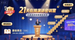 21天在线演讲密训营,王牌演讲招商课程系统-副业资源站