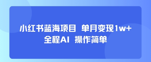 小红书蓝海项目 单月变现1w+ 全程AI 操作简单-副业资源站