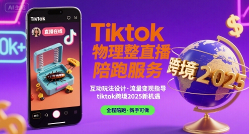 Tiktok物理整蛊直播陪跑服务-tiktok跨境2025-副业资源站