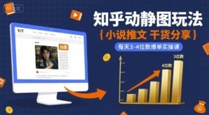 小说推文干货分享之知乎动静图玩法,每天3-4位数爆单实操课-副业资源站