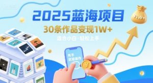 2025蓝海项目30条作品 变现1w+ 有手就能操作适合小白做-副业资源站