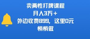 卖两性打牌课程，月入3W+外边收费899的课程，这里0元，悄悄做-副业资源站