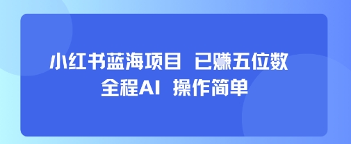 小红书蓝海项目，全程AI，操作简单，已挣五位数-副业资源站