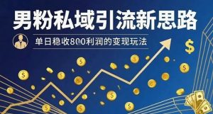 男粉私域引流新思路，单日稳收8张利润的变现玩法-副业资源站