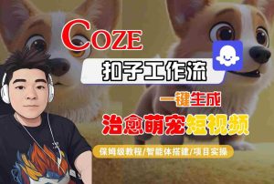 COZE扣子工作流一键生成治愈萌究短视频，保姆级教程-智能体搭建-项目实操-副业资源站