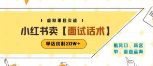 小红书虚拟项目掘金，卖面试话术资料，单店纯利20W+(附爆款笔记制作方法)-副业资源站
