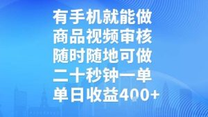 有手机就能做，商品视频审核，随时随地可做，二十秒钟一单，单日收益【揭秘】-副业资源站
