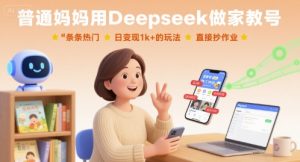普通妈妈用Deepseek做家教号，条条热门，日变现1k+的玩法，直接抄作业-副业资源站