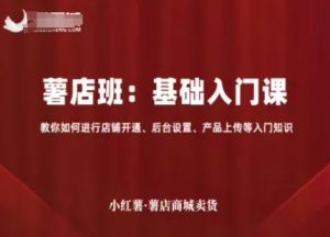 小红薯薯店商城卖货，基础入门课，教你如何进行店铺开通、后台设置、产品上传等入门知识-副业资源站