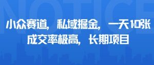 小众赛道,私域掘金,一天多张,成交率极高,长期项目-副业资源站