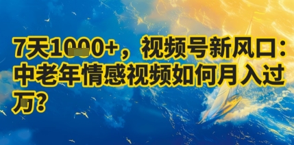 7天收益1k+，视频号新风口：中老年情感视频如何月入过W?-副业资源站
