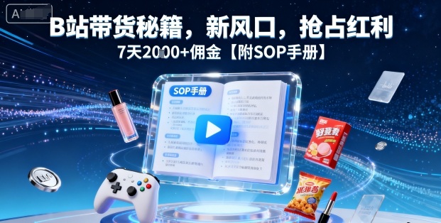 B站带货秘籍，新风口，抢占红利，7天2k+佣金【附SOP手册】-副业资源站