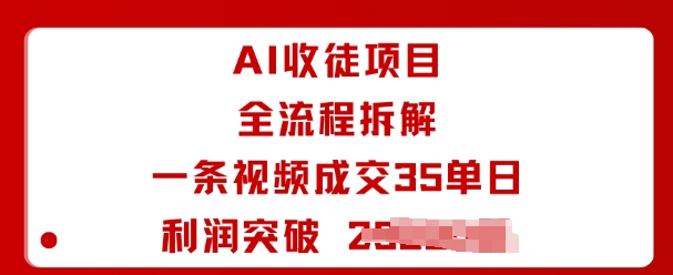 AI收徒项目全流程拆解一条视频成交35单日利润突破1k+-副业资源站
