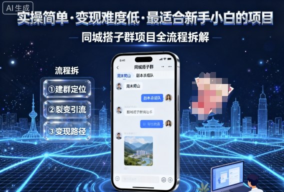 实操简单，变现难度低，最适合新手小白做的项目，每天轻松收入3张，同城搭子群项目全流程拆解-副业资源站