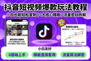 抖音短视频爆款玩法教程，小白也能轻松复制-副业资源站