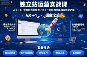 独立站运营实战课,从0到1,零基础也能快速上手,开启你的品牌出海掘金之旅-副业资源站
