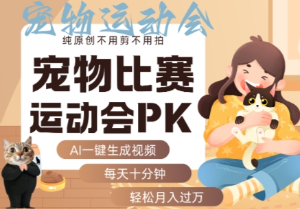 AI一键生成宠物比赛运动会PK视频，纯原创不用剪不用拍，每天十分钟，轻松月入过1W+-副业资源站