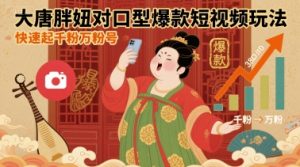 大唐胖妞对口型爆款短视频玩法，快速起千粉万粉号-副业资源站