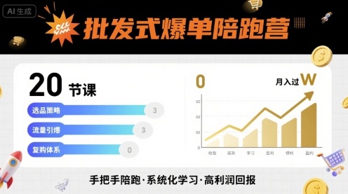 批发式爆单陪跑营，20节课带你实现批发式爆单，带你经松月入过W-副业资源站